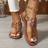 Round Head Sandals, Small Broken Flower Sandals, Large Size Leisure Flat-Soled Independent Station