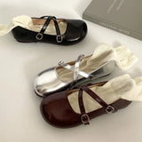 Mary Jane Women's Shoes 2023 New Korean Round-Headed Shallow-Mouthed Leather Shoes With