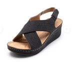Breakj 2025 New Sandals Women's Slope And Car Sewing Breathable Magic Sticker Hollow Large Size Women's