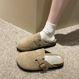 Breakj 2025 Autumn And Winter New Boken Shoes Pedal Casual Thick-Bottomed Fashion Slippers Korean Retro Large-Size Bag Head