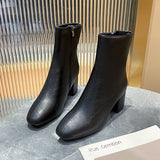 Breakj Version Of The British Wind Plus Short Sleeker Boots Woman's Head Thick And Side Zipper Round Head Martin Boots