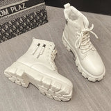 White Ankle Boots 2021 Ladies Chunky Winter Boot Female Shoes Black Platform Combat Boots Fur Plush Designer Punk