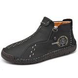 Men Boots Leather Fashion Western Ankle Boots Men High Top Autumn Winter Casual Shoes Sneakers Cowboy Botas
