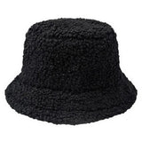 Hat Solid Artificial Fur Warm Female Cap Faux Fur Winter Bucket Hat for Women Outdoor Sunscreen Sun Hat Panama Cap