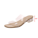 Fashion Summer Women Sandals Shoes Luxury Beach Ladies Clear Sandal Comfortable High Heels Woman Transparent Medium Heel