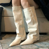 Breakj Trousers Boots 2025 New Net Red Fat Mm Pointed Slope And High But Knee Long Boots