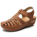 Summer Vintage Wedge Sandals Buckle Casual Sewing Women Shoes Female Ladies Platform Retro Sandalias Plus