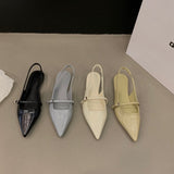 Pointed Toe Sandals Women 2023 Summer New Ankle Buckle Fashion Temperament Flat Comfortable Women's Solid Sandalias