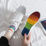 Fashion Vulcanized Shoes Women Sneakers New Retro Rainbow Canvas Shoes Ladies Flat Fashion Comfort High Top