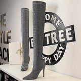 Shoes Women Boots Elastic Sexy Over-the-Knee Boots Women High Heel Boots Winter Female Long Boots Stiletto Heels 11.5