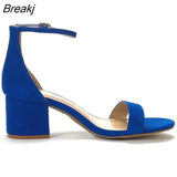2023 Women Sandals Open Toe Chunky Med High Heels Casual Women's Sandals Black Nude All-match Female Pumps