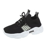 Light Sneakers For Women Casual Knitted Shoes Thick Bottom Ladies Running Shoes Fashion Lace Up Female Vulcanized