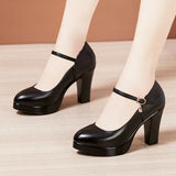 Catwalk High Heels Women's Cheongsam T Show Leather Size Waterproof Table Thick Heel Leather Pointed Single