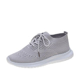 Sneakers Women Fashion Knitting Soft Vulcanized Flat Shoes Platform Lace Up Mesh Comfortable Ladies Casual Footwear