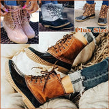 Boots Lady Duck Boot With Waterproof Zipper Rubber Sole Women Rain Boots Lace Up Ankle Shoes Fur Winter Women