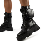 woman shoes high heels sexy Chunky Boots Fashion Pocket Platform Boots Women Ankle Boots Female Sole Pouch Botas