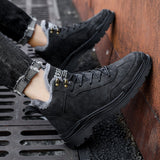 o'clock High-top Men Casual Boots Winter Warm Lined Male Footwear Outdoor Stylish Anti-skid Sneakers Soft Comfort