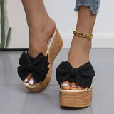 Women Slippers Fashion Pee Toe Summer Shoes Butterfly-knot High Heels Women Slides Platform Wedges Ladies Women Shoes