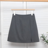 High-Waisted Open Forked-Butg Anti-Walking A-Word Short Skirt Woman 2023 Suit Fabric Thin A-Dress Skirt