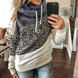 Hooded Sweatshirt Gradient Printed Long Sleeve Turtleneck Hoodies Female Leopard Print Warm Pocket Pullovers