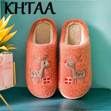 Cute Deer Slippers Candy Color Plush Shoes Women Winter 2021 Indoor Home Keep Warm Female Couple Slippers