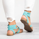 Sandals Soft Bottom Flat Sandals Pu Leather Summer Shoes Women Casual Gladiator Sandals Plus Size 43 Beach Shoes