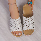 Breakj Summer New Simple Casual Flowers Hollow Out Large Size Women's Slope With Slippers Fish Mouth Beach