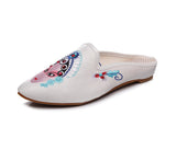 Breakj Summer Cloth Art Slippers Peking Opera Actress Facial Makeup Embroidered Pointed Female