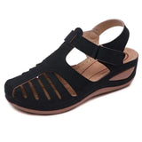 Women's Sandals Summer Ladies Girls Leather Vintage Sandals Buckle Casual Sewing Women Shoes Solid Female Ladies Platform