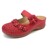 Women Shoes Roman Flat Casual Sandals Comfy Flower Sweet Women Sandals PU Durable Wedge Leather Platform Shoes Ladies Plus