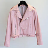 New Women Pu Leather Jacket Fashion Bright Color Black Motor Coats Short Faux Leather Biker Jackets Coat