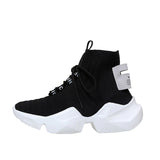 Elastic Mesh platform sneakers women 2019 Spring Autumn shoes women Fashion Breathable Lace-Up High-top women's