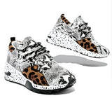 Women Sneakers New Fashion Leopard Print Women's Sports Shoes Outdoor Joggers Shoes for Women Lace-Up Thick Bottom