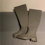 New Women's Thigh High Boots Square Heel Platform Shoes Chelsea Long Boots Women Shoes Green Black Women Boots for