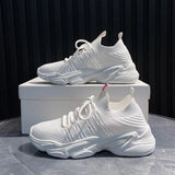 Platform Sneakers Breathable Mesh Lace Up Casual Female Shoes White Yellow Korean Fashion Summer