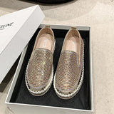 Breakj And Autumn 2025 New Pine Cake Thick Sole Large Leisure Single Shoes Women's Footle Shoes Water Drill Sewing Lazy