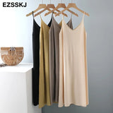 A-LINE basic spring summer dress strapless knit dress women loose camisole oversize long dress Female knit maxi