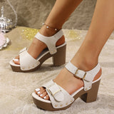 Breakj Coarse High-Heeled Sandals Women In The Summer Of 2025 New Buckle Rivets Buckle Sandals