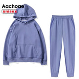 2021 Women Unisex Couple Fleece 100% Cotton Suits 2 Pieces Sets Casual Tracksuit Hoodies Sweatshirt Pants Plus