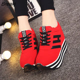 Flat Platform 9cm Height Increasing Casual Shoes Woman Fashion Hidden Wedge Sneakers Female Vulcanize Shoes Lace-up