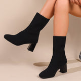 Boots Women's 2025 New Autumn/Winter Head Flying Weaving Size Size Women's Boots Coarse High Hedley Slim