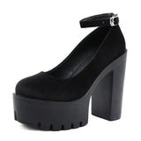 Spring Autumn Sexy Platform Women Pumps Shoes Woman Thick High Heels Shoes Female Black Rubber Sole Suede Platform