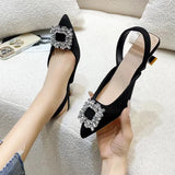 Breakj Sandals Women's 2025 New French Gentle Water Diamond Head After Tripling Coarse Heel High Heel High Heel
