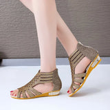 Women Shoes Sandals Summer Low Heel Shoes PU Leather Gladiator Luxury Shoes Women Designers Zapatos De