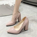 Heels Pumps Women's 2023 Trend The Glossy Chunky Shoes Pointed Toe Elegant Sexy Dress Weddings Bridal Party Luxury