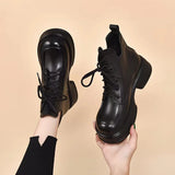 Martin Boots 2023 Autumn And Winter New Muffins And Vintage English Round-Toed Short Boots With Cowhide Women's