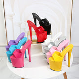 Breakj Patent Leather 17Cm20cm High Heels Heel Sexy Waterproof Platform Hate Day High Slippers Female