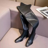 Boots Female Autumn Winter New Leg Boots Female Over The Knee Thick Heel High Heel Square Head Soft Skin Face Super Long Thigh High Heel