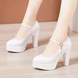 Catwalk High Heels Women's Cheongsam T Show Leather Size Waterproof Table Thick Heel Leather Pointed Single