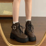 Breakj Boots Women's Thick Background Increased In 2025 New Autumn And Winter Retro Locomotive Boots Small Thick And Short